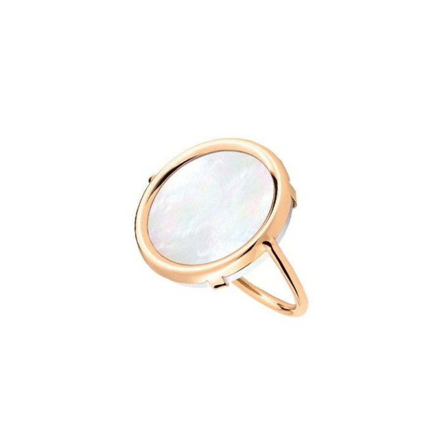 Bijoux GINETTE NY Femme | Bague Ginette Ny Disc Ring En Or Rose Et Nacre