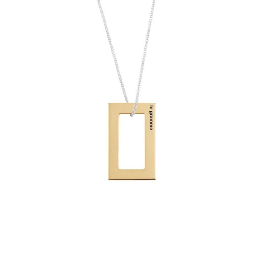 Bijoux LE GRAMME Homme | Medaille Le Gramme Rectangle 3,5G En Or Jaune Poli Et Chaine Argent 925